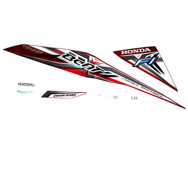 Sticker Body Kiri (Stripe Set Left Red) Merah – Honda BeAT Sporty eSP New (K25)