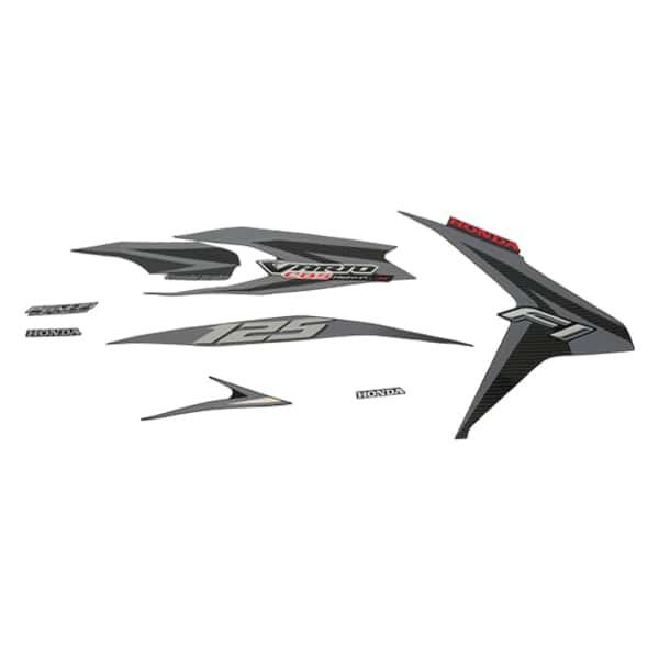 Sticker Body Set Kiri Hitam Honda Vario Techno 125 Helm-In FI CBS