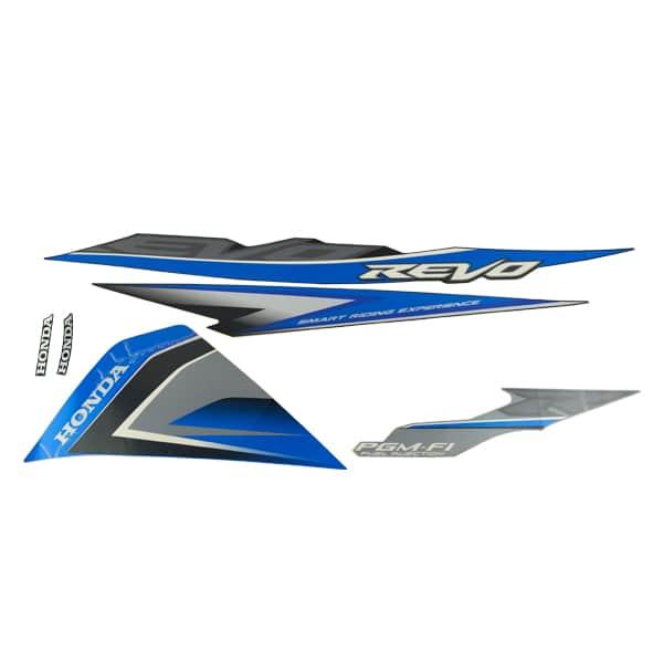 Sticker Body Set Kiri Biru Hitam Honda Revo 110 FI