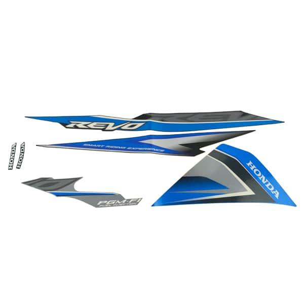 Sticker Body Set Kanan Biru Hitam Honda Revo 110 FI