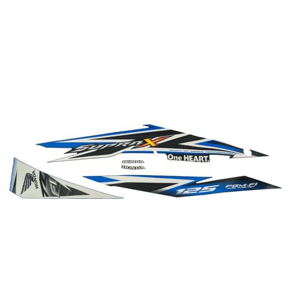 Sticker Body Set Kanan Biru Hitam Honda Supra X 125 FI
