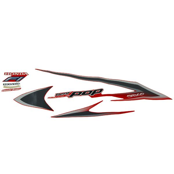 Sticker Body Set Kanan Merah Honda BeAT POP eSP K61