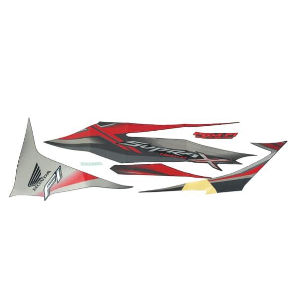 Sticker Body Set Kiri Hitam Honda Supra X 125 Helm-In FI