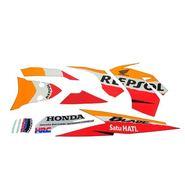 Sticker Body Set Kiri Orange Hitam Honda Blade 110 K07