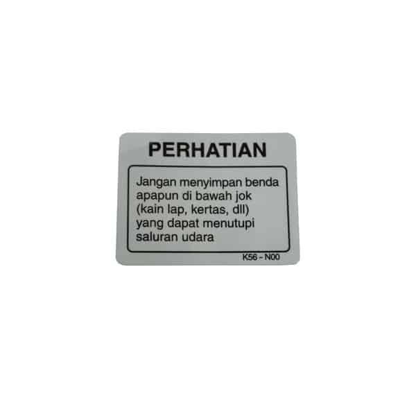 Sticker (Label Air Intake Notice) – Sonic 150R K56 &amp; Supra GTR 150 K56F