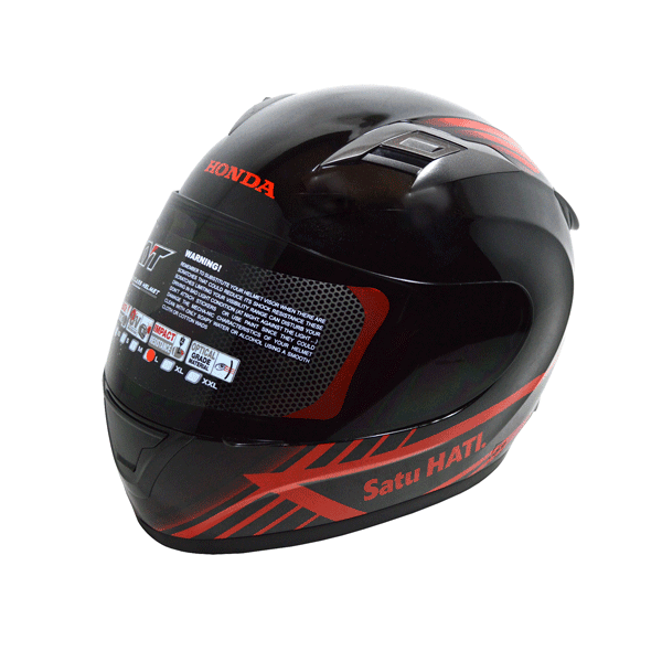 Helm Honda Full Face KYT Black Red (L)