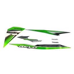 [871X0K03N30ZDR] Sticker Body Set Kanan Hijau Hitam Honda Revo 110 FI