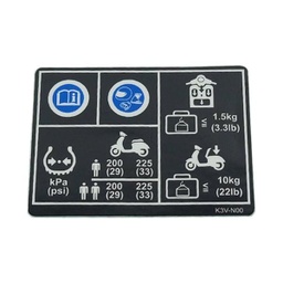 [87505K3VN00] Label Tire Drive Cargo Honda Stylo 160