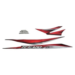 [871X0K03N20ZAR] Stiker Body Set Kanan Hitam Merah Honda Revo 110