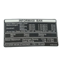 [87505KVB930] Label Tire Honda Vario 110 Techno