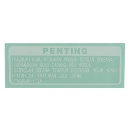 [87560KC5920ZB] Mark Drive Caution WHT Honda Supra FI