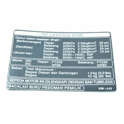 [87505K59A10] Label Tire (Indonesia) – BeAT eSP, Vario 125 eSP &amp; Vario 150 eSP